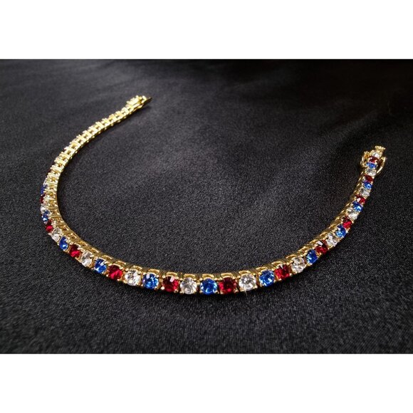 Vintage JOAN RIVERS Classics Collection Gold-Tone Bracelet With Red White & Blue - Picture 1 of 6